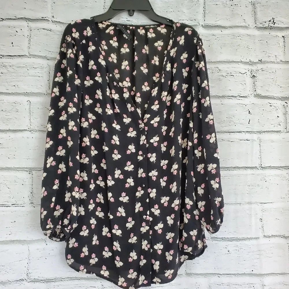 Sanctuary alia button up floral print rayon top